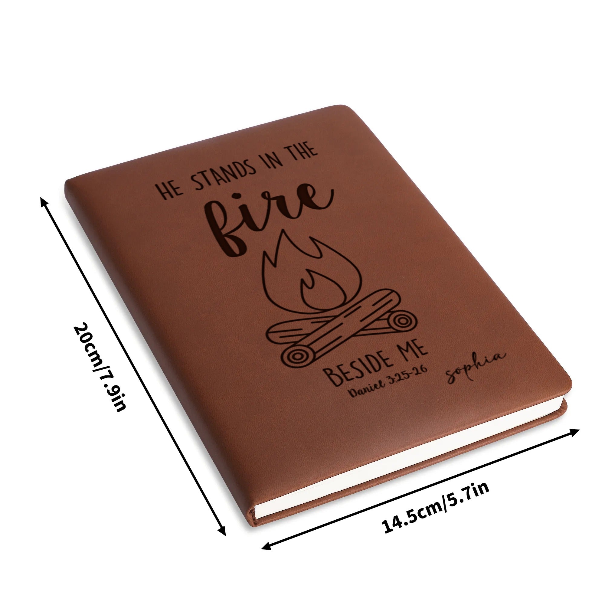 Personalized Christian Journal with “He Stands in the Fire” Quote, Custom Name Prayer & Faith Notebook, Religious Gift, First Communion Gifts, Birthday. NBLAF38